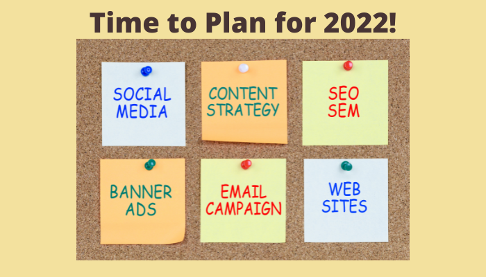 Plan for 2022 diagram showing components of a marketing plan