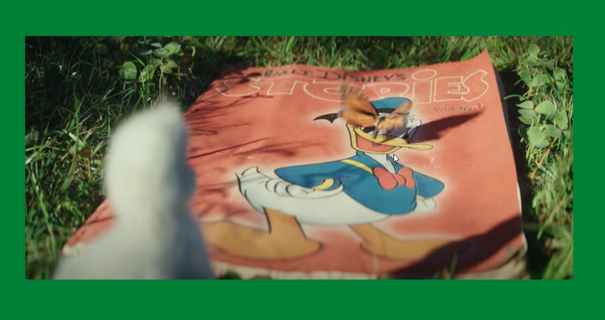 Image of a little duck discovering Donald Duck. Modern marketing content success.